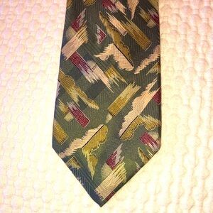 Vintage Alfani tie, Italian silk, hand made in USA, green,58”